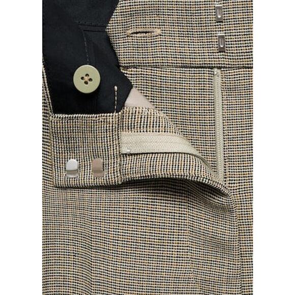 Mango Flared Check Suit Trouser Pants- 1 Khaki - Picture 7 of 8